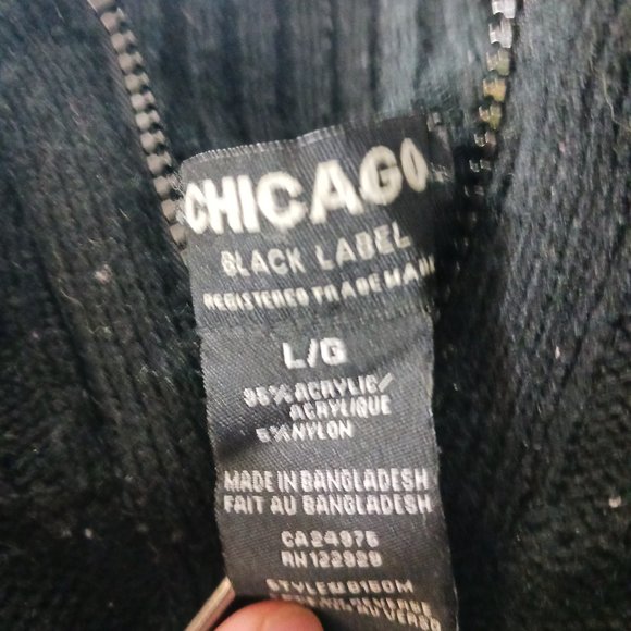 chicago wool sweater stripe 2 colors with front zip - Picture 3 of 4